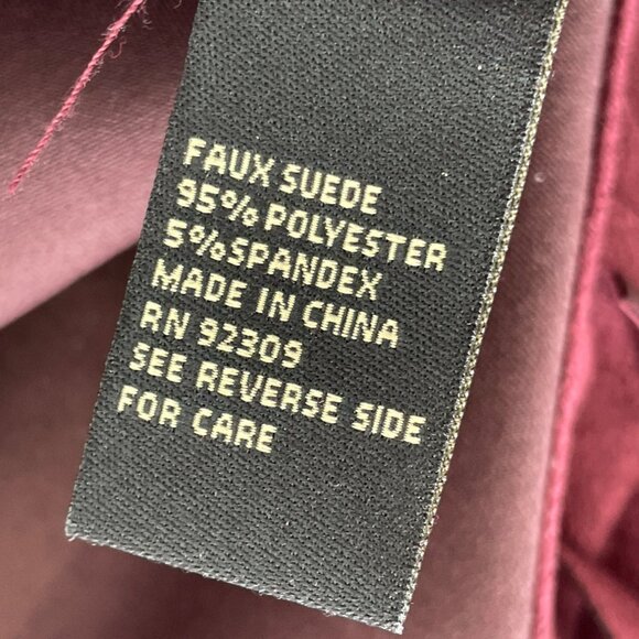 DG2 by Diane Gilman Car Coat Size Medium Faux Suede Fringe Long Sleeve Wine NEW - Picture 9 of 10